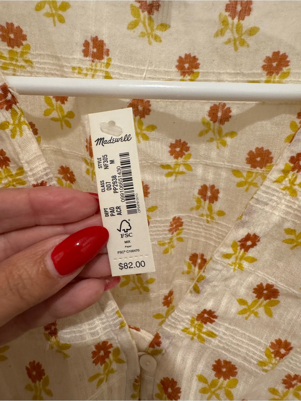 Madewell Sophia Cream wild calendula Floral Puff-Sleeve Button-Front Top - Picture 2 of 6